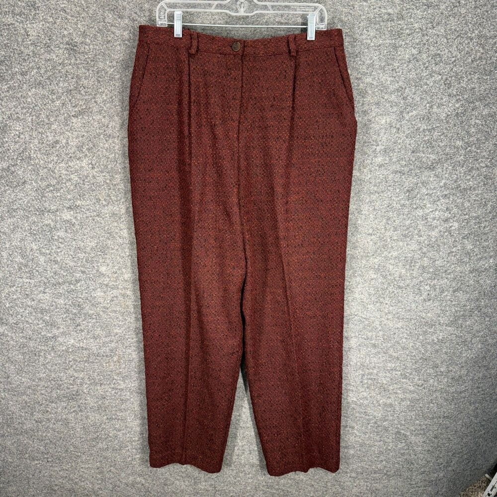 Panther Dress Pants Women 10 Brown High Rise Pleated Wool Lined Pockets Casual